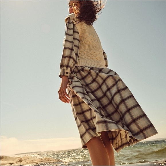 MADEWELL Plaid Flannel Button Front Midi Dress Size 12 NWT Cozy $128 LARGE - Picture 3 of 12